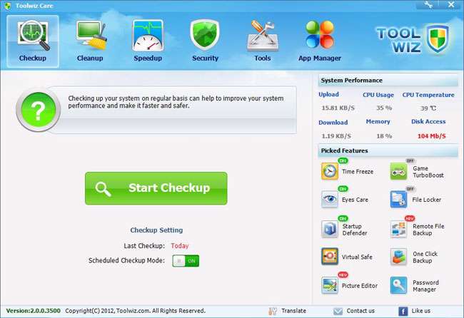 مجموعه ابزارهای کاربردی و بهینه ساز رایانه، Toolwiz Care 2.1.0.4700