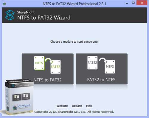 تبدیل NTFS به FAT و بالعکس بدون حذف اطلاعات، NTFS to FAT32 Wizard Pro 2.3.1