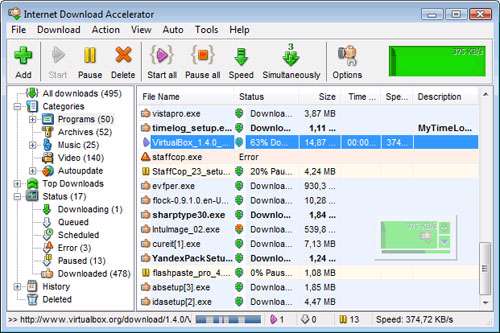 مدیریت دانلود فایل، Internet Download Accelerator 5.15.2
