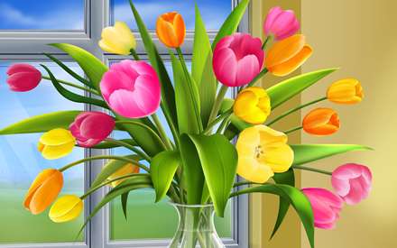 گل، لاله، نقاشی، Flower, tulip, paint