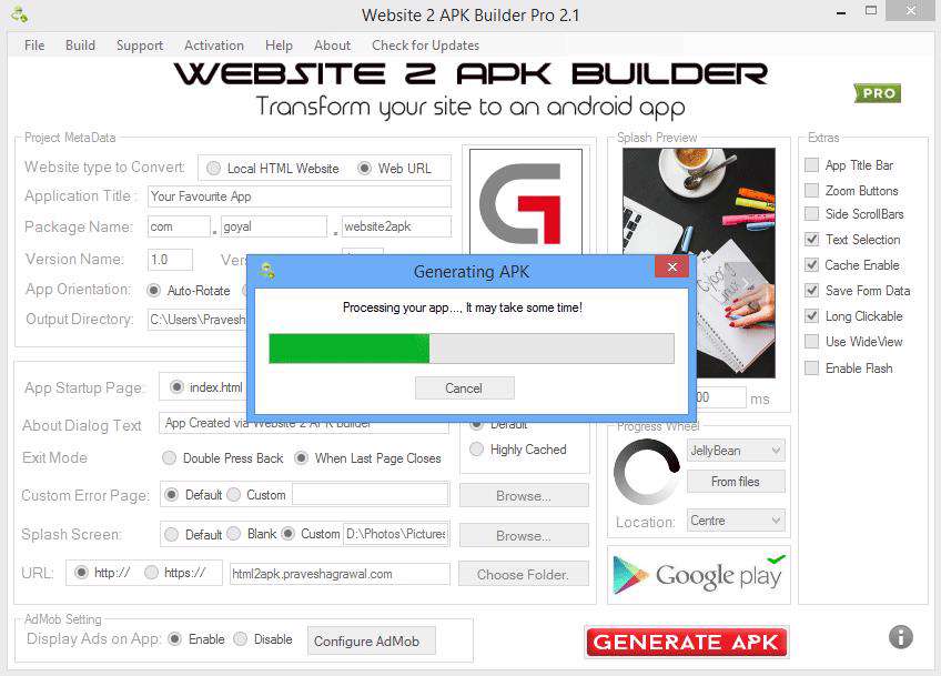 دانلود برنامه ساخت برنامه ی اندرویدی از روی سایت شما Website 2 APK Builder Pro v2.1 