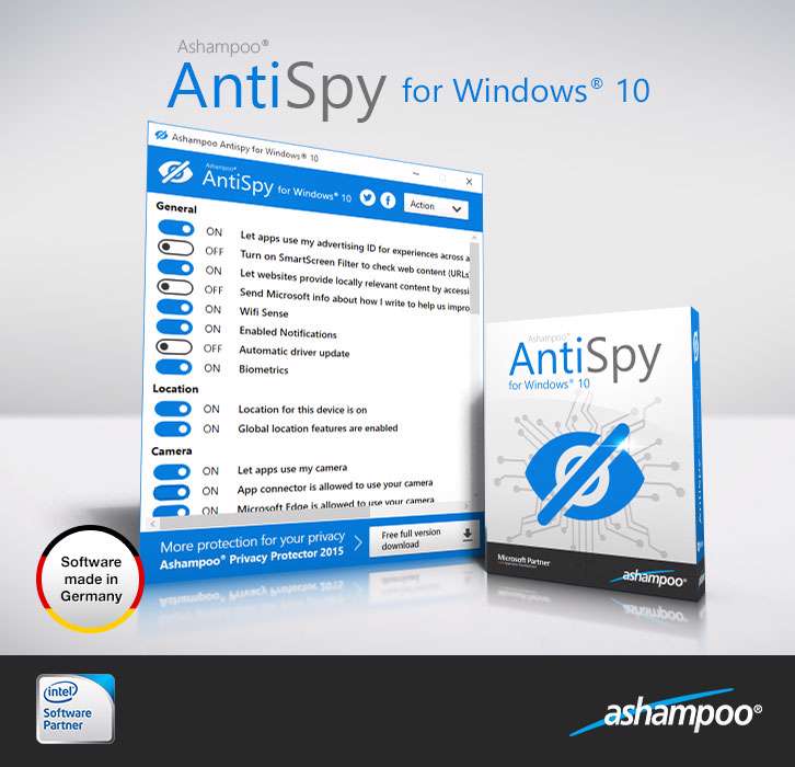 دانلود برنامه کنترل میزان حجم مصرفی اینترنت در ویندوز ده Ashampoo Antispy for Windows 10 v1.0.5.5 