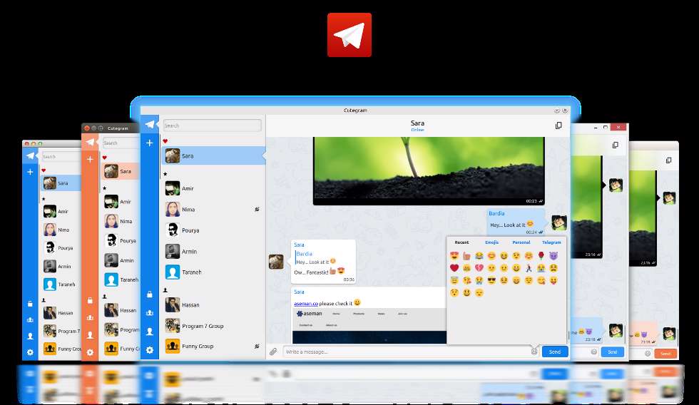 دانلود نرم افزار کلاینت غیر رسمی تلگرام cutegram 2.7.0 برای ویندوز