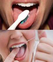 مسواک زدن زبان و کشیدن نخ دندان