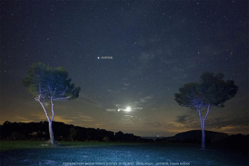 بازی ماه و سیارات در آسمان ( گالری عکس)