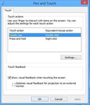گزینه‌های لمسی در ویندوزهای 8 و rt