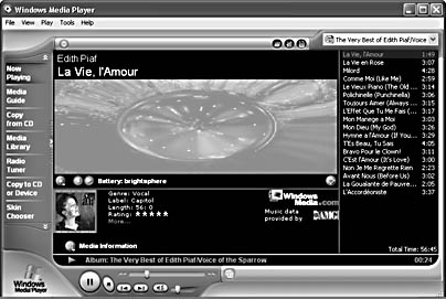 Figure 16-12. Choosing Media Information from the Select View menu produces a display of your current item's album cover and other useful information.